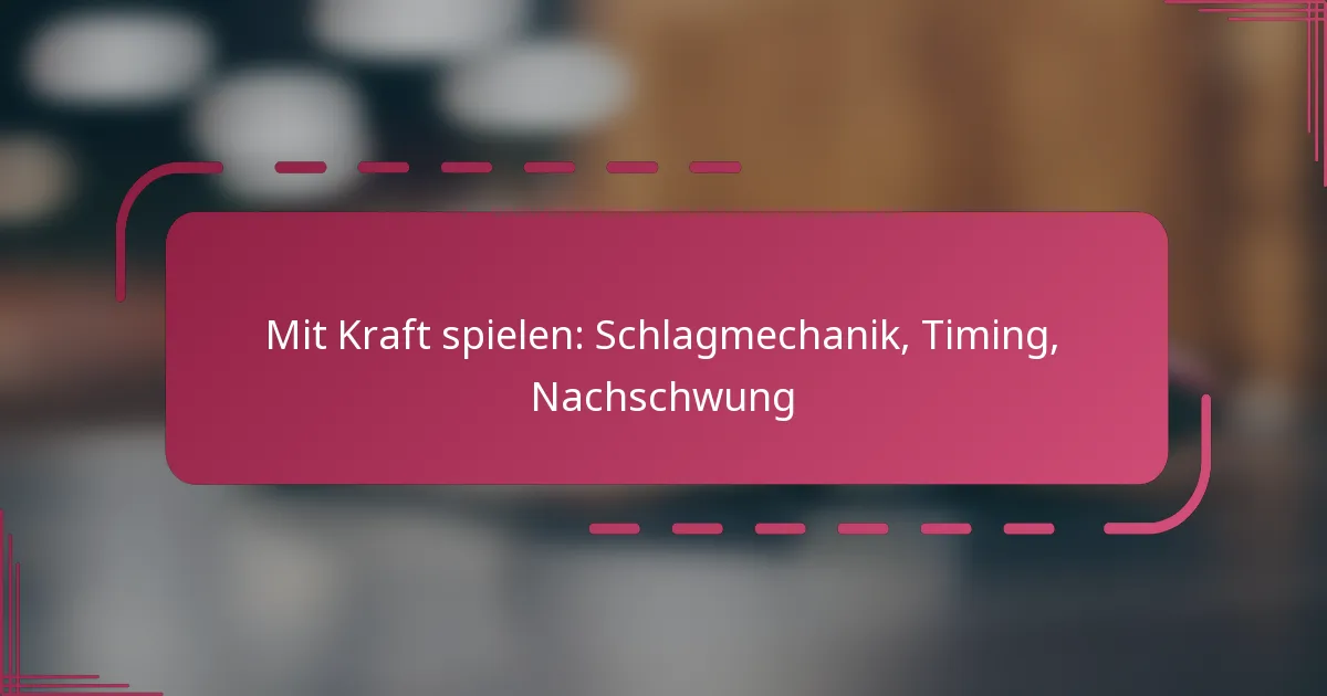Mit Kraft spielen: Schlagmechanik, Timing, Nachschwung