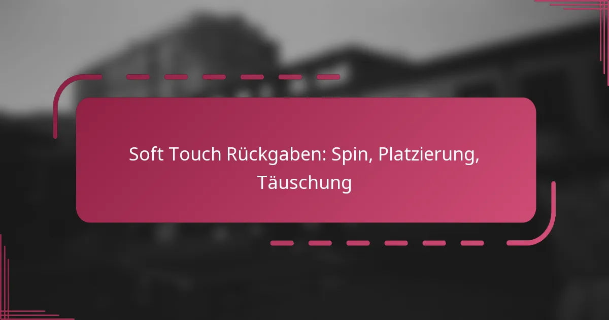 Soft Touch Rückgaben: Spin, Platzierung, Täuschung