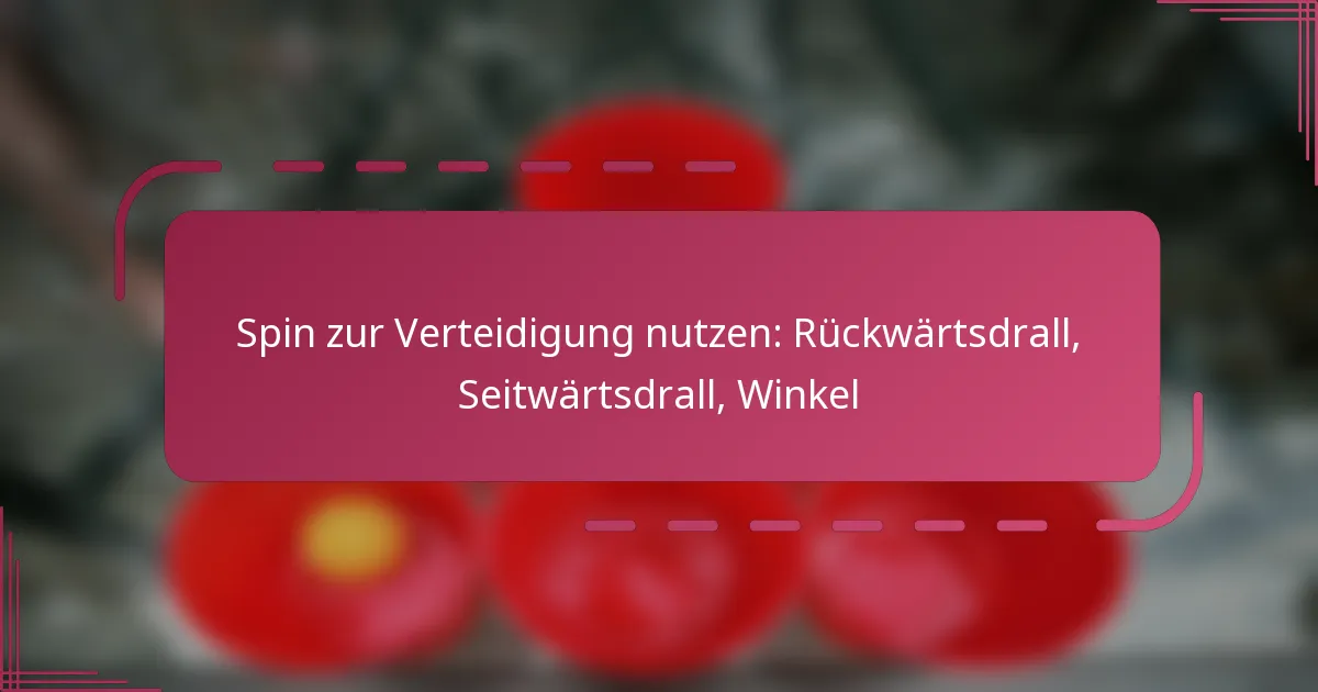 Spin zur Verteidigung nutzen: Rückwärtsdrall, Seitwärtsdrall, Winkel