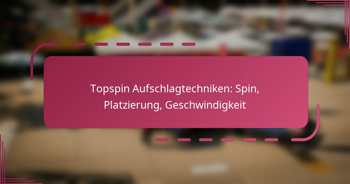 Topspin Aufschlagtechniken: Spin, Platzierung, Geschwindigkeit