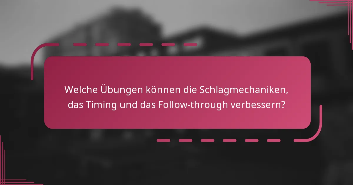Welche Übungen können die Schlagmechaniken, das Timing und das Follow-through verbessern?